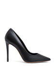 Klassische schwarze Lederpumps mit 100-mm-Stilettoabsatz