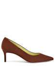 Pumps aus Wildleder in Terrakotta mit grünem Futter und 50 mm Stilettoabsatz