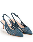 Classic Terra d'Umbria suede pump with green lining and 50 mm stiletto heel
