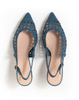 Classic Terra d'Umbria suede pump with green lining and 50 mm stiletto heel