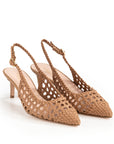 Classic Terra d'Umbria suede pump with green lining and 50 mm stiletto heel