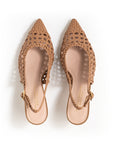 Classic Terra d'Umbria suede pump with green lining and 50 mm stiletto heel