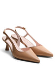 Chanel Nappaleder Sand mit rosa Futter und 55 mm Absatz