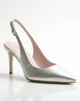 Slingback in pelle laminata Aregnto e fodera cipria con tacco 70 mm
