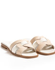 Sandali in Pelle Bottolata Crema e Off White