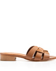 Sandali in Pelle Bottolata Cuoio tacco 30mm
