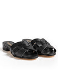 Sandali in Pelle Bottolata Nera tacco 30 mm