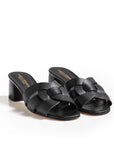 Mule in Pelle Bottolata Nera tacco 55mm