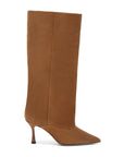 Stivali in camoscio caffè con tacco stiletto 70 mm