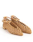 Ballerina with sky satin strap, fudge lining, pointed toe, 2cm heel