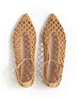 Ballerina with sky satin strap, fudge lining, pointed toe, 2cm heel