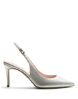 Slingback in pelle laminata Aregnto e fodera cipria con tacco 70 mm