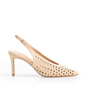 Slingback Camoscio Traforato Peach, stiletto 70mm