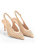 Slingback Camoscio Traforato Peach, stiletto 70mm