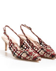 Chanel intrecciata Crema,Rosso e Moka fodera rosa tacco stiletto 50mm