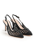 Chanel geflochten, schwarz, rosafarbenes Futter, 70 mm Stilettoabsatz