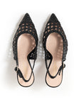 Chanel geflochten, schwarz, rosafarbenes Futter, 70 mm Stilettoabsatz
