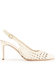 Slingback intrecciata Bianca fodera rosa tacco a spillo 70 mm