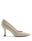 Pumps aus elfenbeinfarbenem Nappaleder mit rosa Futter und 70 mm Absatz