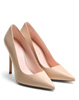 Nudefarbener Pumps aus Nappaleder mit rosa Futter und 100 mm Stilettoabsatz