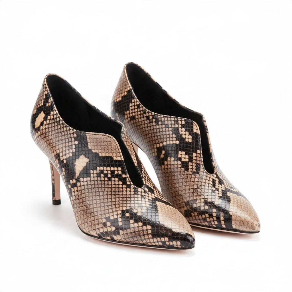 Décolleté Accollata Chiaia Pitone Sabbia, stiletto 70mm