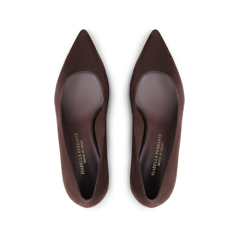 Décolleté Camoscio Moka, stiletto 70mm
