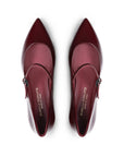 Ballerina con cinturino in pelle bordeaux punta affusolata con tacco 2cm