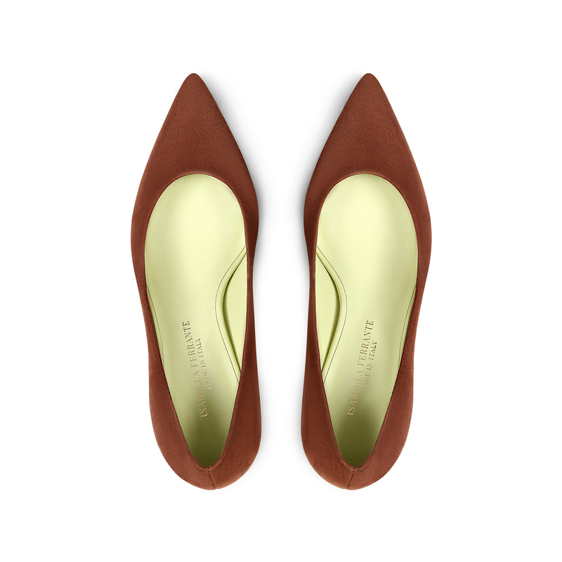 Pumps aus Wildleder in Terrakotta mit grünem Futter und 50 mm Stilettoabsatz