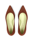 Pumps aus Wildleder in Terrakotta mit grünem Futter und 50 mm Stilettoabsatz