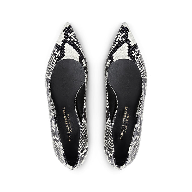Klassische Pumps aus pythongeprägtem Felsleder mit 30 mm Stilettoabsatz