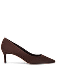Classic Terra d'Umbria suede pump with green lining and 50 mm stiletto heel
