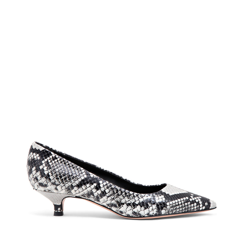 Klassische Pumps aus pythongeprägtem Felsleder mit 30 mm Stilettoabsatz