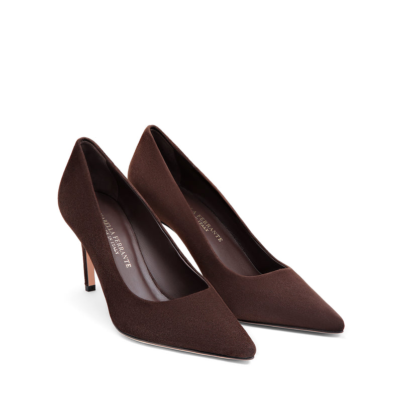 Décolleté Camoscio Moka, stiletto 70mm