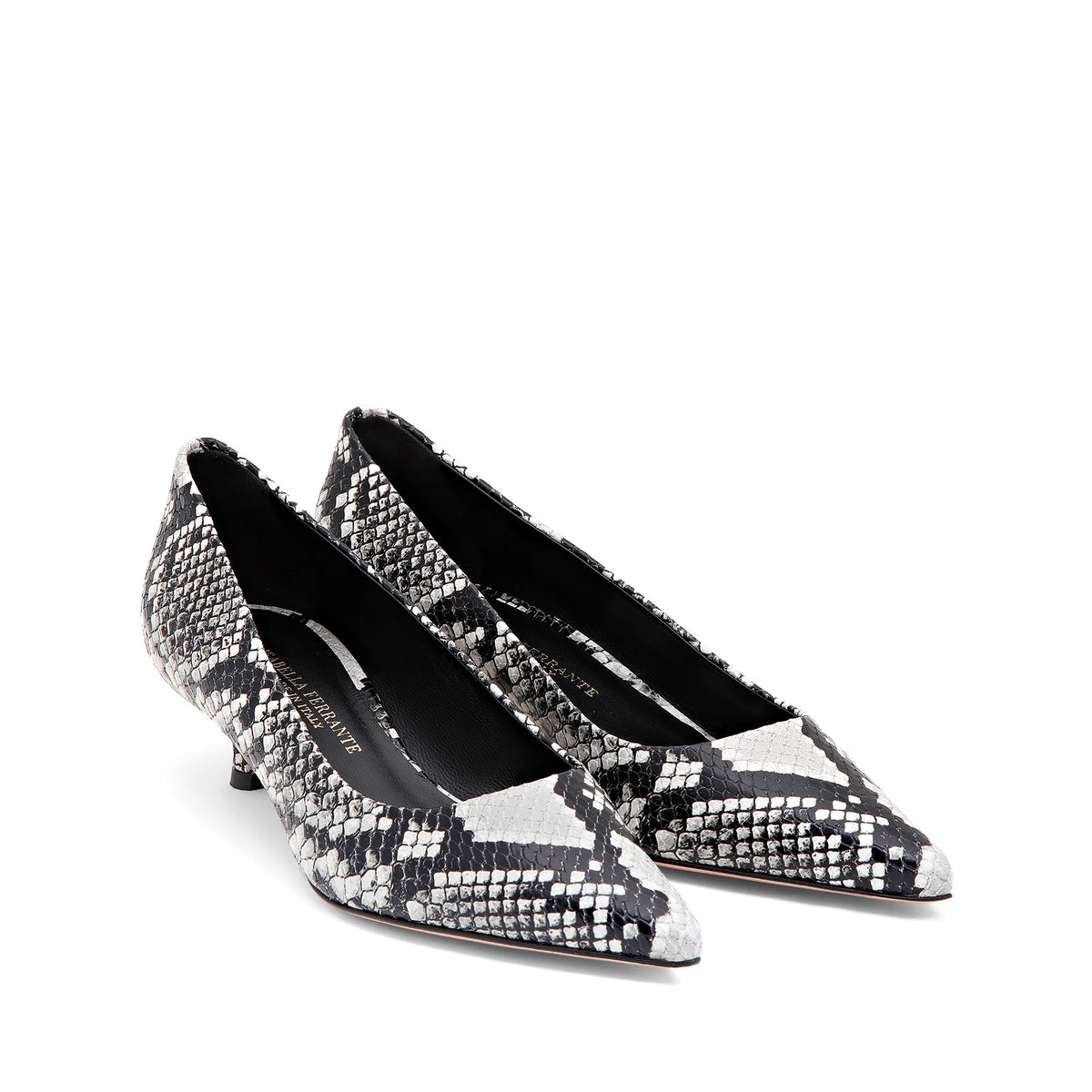 Décolleté Isabella Ferrante Petraio in pelle stampa pitone roccia con tacco a stiletto da 30 mm e punta sfilata, vista alternativa