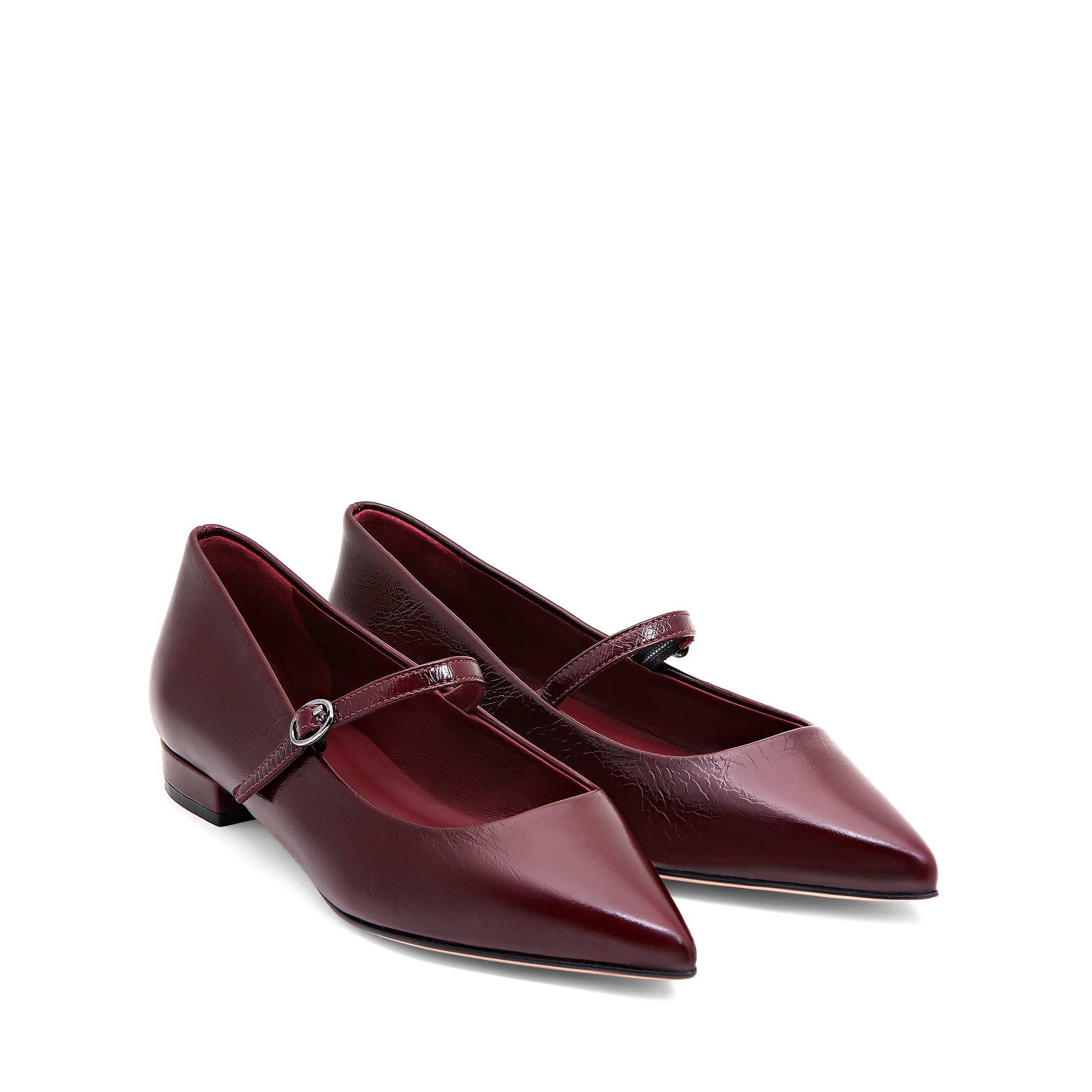 Ballerina in pelle bordeax sfilata tacco 2cm