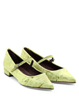 Ballerina con cinturino in raso lime punta affusolata con tacco 2cm