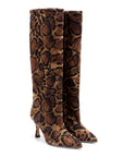 Stivali in camoscio stampa jaguar con tacco stiletto 70 mm
