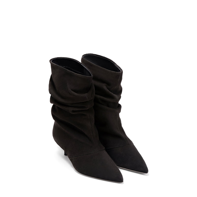 Tronchetto Camoscio Carbone, stiletto 30mm