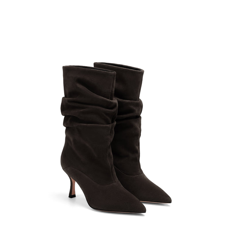 Tronchetto Camoscio Carbone, stiletto 70mm