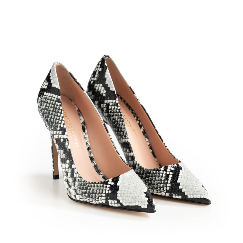 Python Print Pump, White & Black, Stiletto 100mm