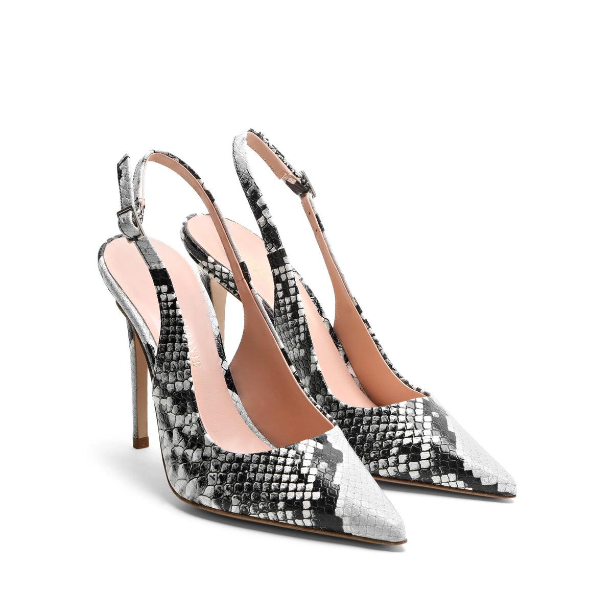 Chanel slingback Isabella Ferrante Posillipo in pelle stampa pitone grigio con tacco a stiletto da 100 mm e punta sfilata, vista alternativa