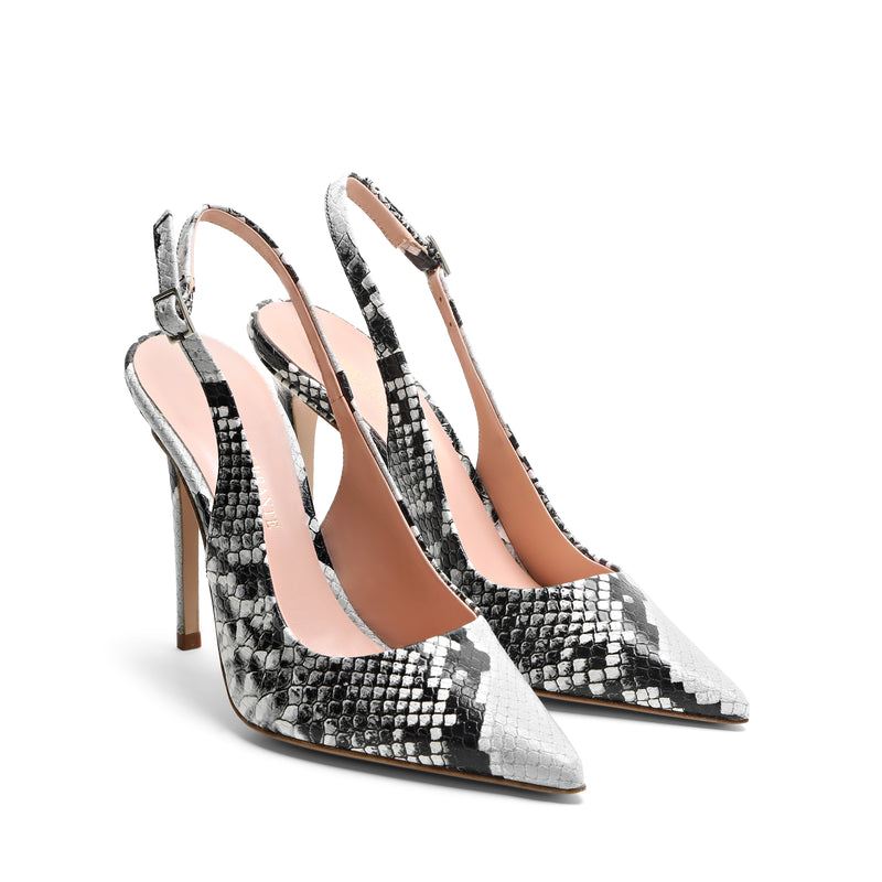 Slingback Pitone Grigio, stiletto 100mm
