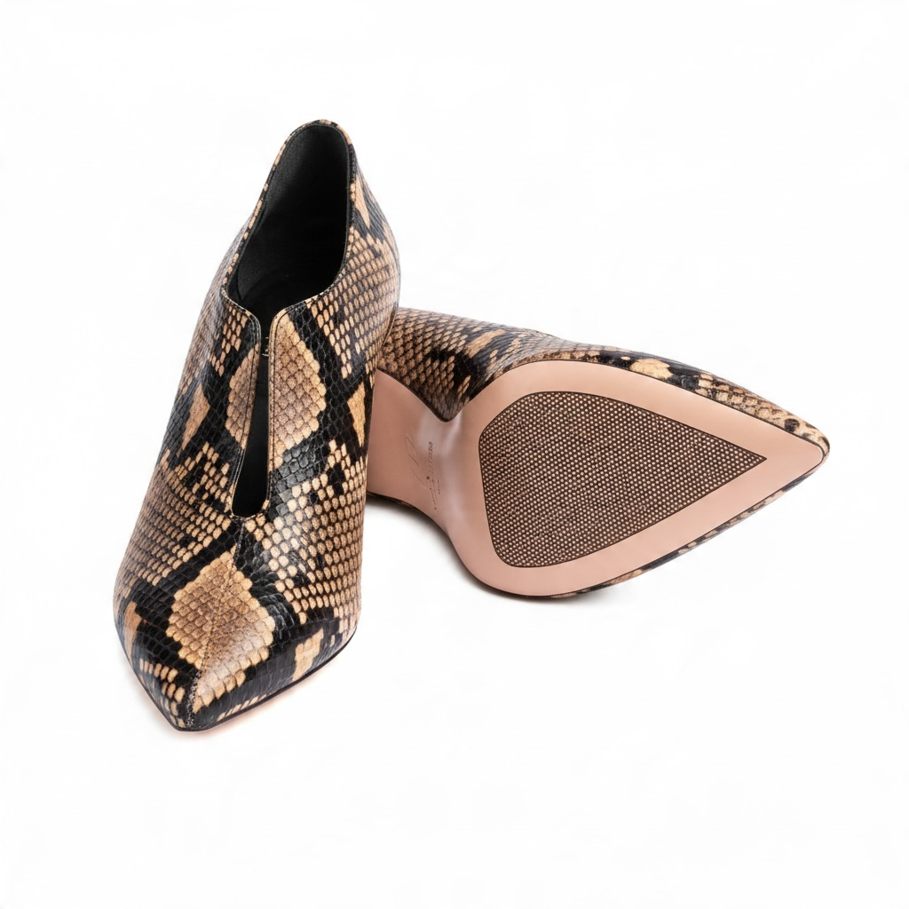 Décolleté Accollata Chiaia Pitone Sabbia, stiletto 70mm