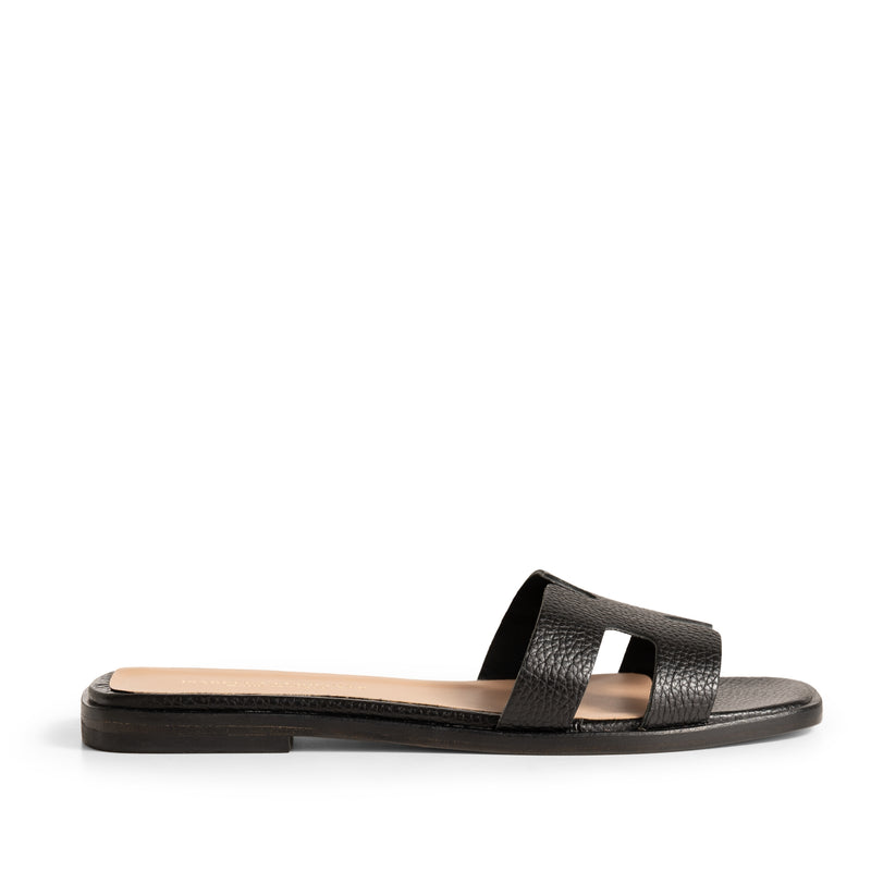 Sandalo Shape "X" Pelle Bottalata Nero