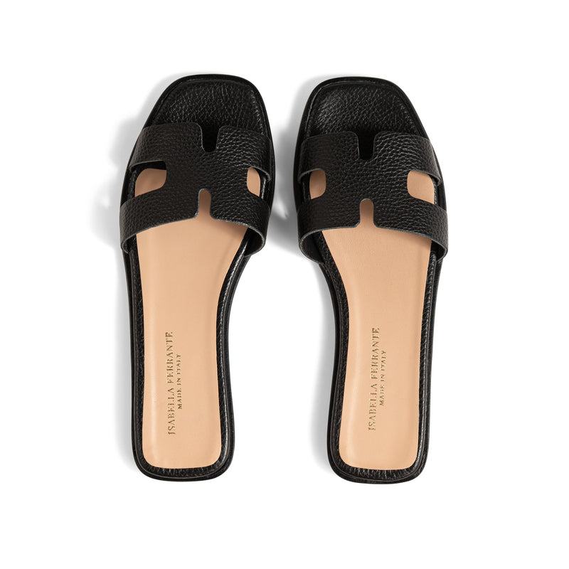 Sandalo Shape "X" Pelle Bottalata Nero