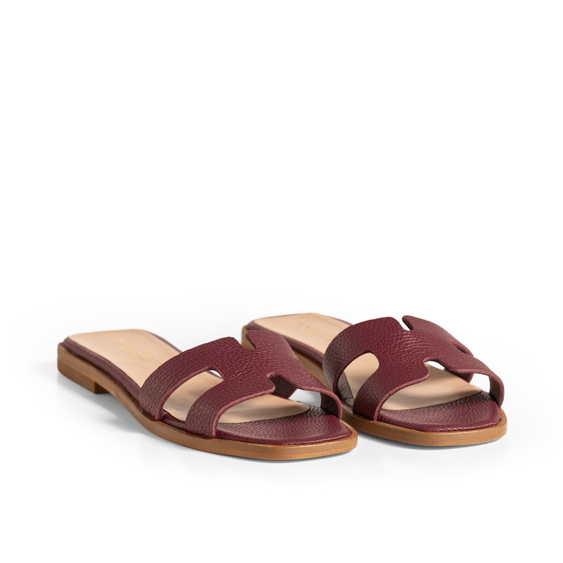 Sandalo Shape "X" Pelle Bottalata Prugna