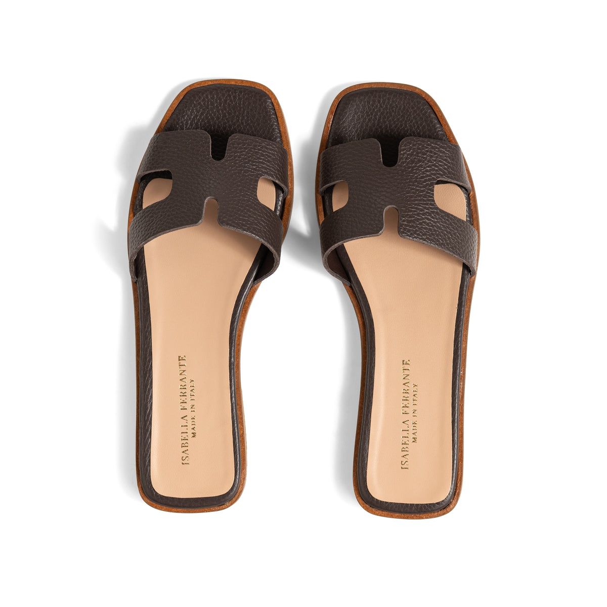 Sandalo Isabella Ferrante Capri Shape X in pelle bottalata moka, altra angolazione