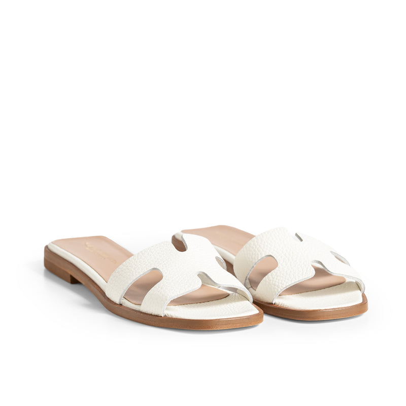 Sandalo Shape "X" Pelle Bottalata Bianca