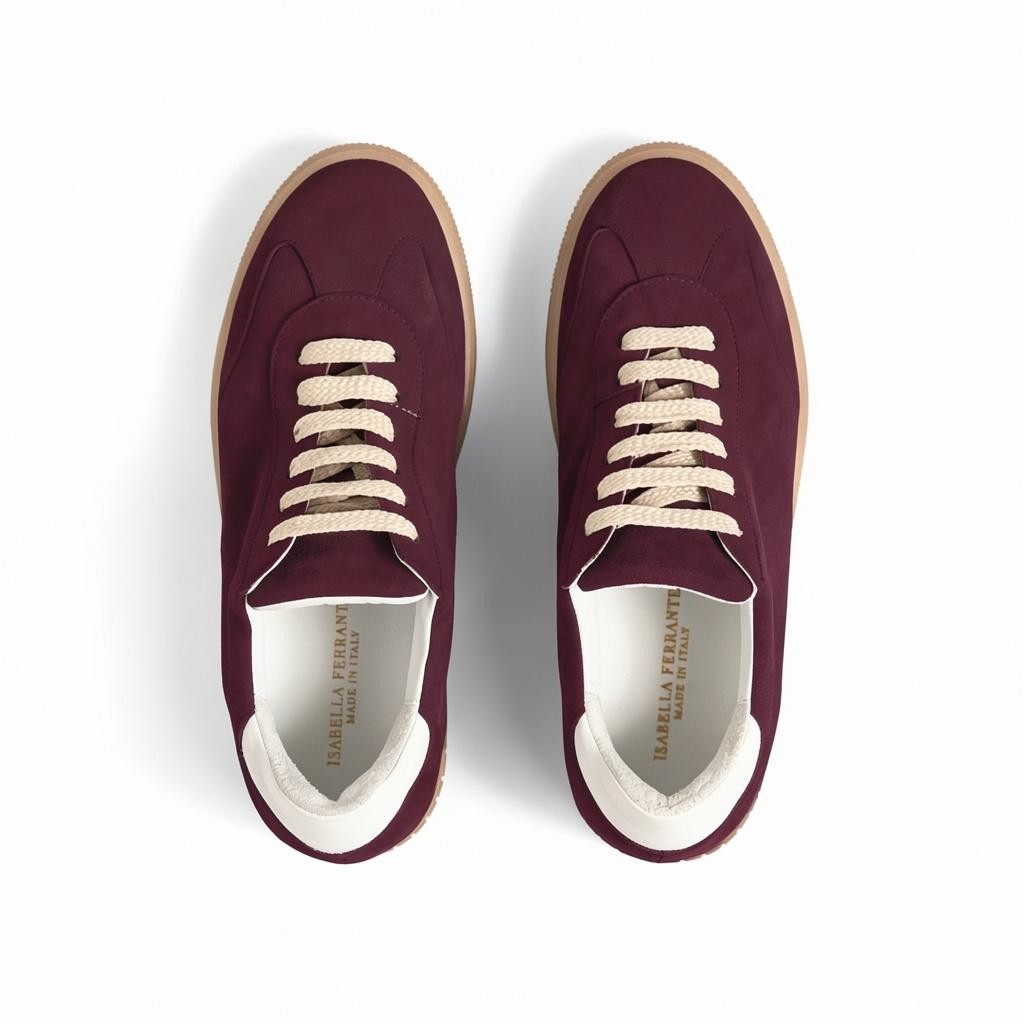Sneaker Camoscio Bordeaux, suola gomma