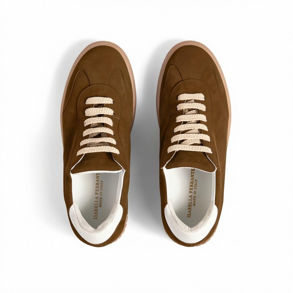 Sneaker Camoscio Moka, suola gomma